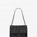 Saint Laurent Black Vintage Crinkled and Quilted Niki Medium Chain Bag