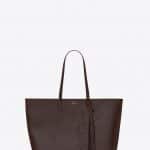 Saint Laurent Chocolate Perforated Vintage Leather Tassel Shopping Bag