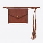 Saint Laurent Cognac Leather with Whipstitch Edges Envelope Belt Bag