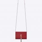 Saint Laurent Red Crocodile-Embossed Kate Chain and Tassel Wallet