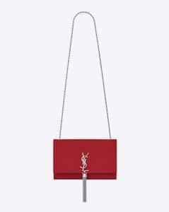 Saint Laurent Red Medium Kate Satchel Tassel Bag