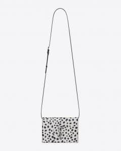 Saint Laurent White/Black Elaphe with Polka Dots Kate Toy Bag