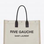 Saint Laurent White/Black Linen Rive Gauche Tote Bag