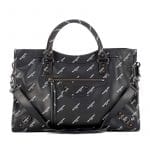 Balenciaga Black All Over Logo Print Calfskin Classic City Bag