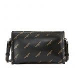 Balenciaga Black All Over Logo Stamped Calfskin Bazar Pochette Crossbody Bag