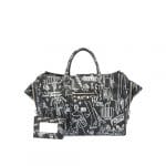 Balenciaga Black Graffiti Papier A6 Zip Around Bag