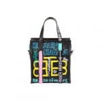 Balenciaga Black/Multicolor Graffiti Bazar Shopper S Bag