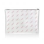 Balenciaga Silver All Over Logo Print Calfskin Clip Medium Pouch Bag