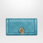 Bottega Veneta Aqua Intrecciato Nappa Top Knot Clutch Bag