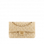 Chanel Beige Braided Canvas Classic Flap Medium Bag