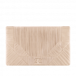 Chanel Beige Coco Pleats Clutch Bag