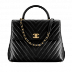 Chanel Black Calfskin Coco Handle Large Bag