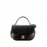 Chanel Black Chevron Calfskin Flap Bag