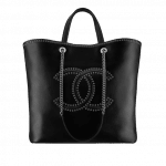 Chanel Black Coco Eyelets Large Shopping Bag