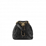 Chanel Black Coco Pleats Mini Drawstring Bag