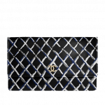 Chanel Black Printed Lambskin Clutch Bag