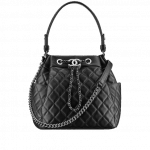 Chanel Black Quilted Lambskin Drawstring Bag