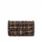 Chanel Black/Brown/Orange Tweed/Braid Classic Flap Medium Bag