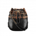 Chanel Black/Brown/Orange Tweed/Calfskin Gabrielle Purse Bag