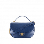 Chanel Blue Chevron Calfskin Medium Flap Bag