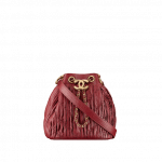 Chanel Burgundy Coco Pleats Mini Drawstring Bag