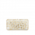 Chanel Gold/White Pleated Calfskin/Embroidered Lambskin Evening in Greece Bag