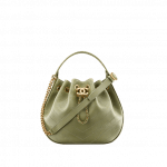 Chanel Green Chevron Calfskin Drawstring Bag