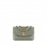 Chanel Green Lambskin Small Flap Bag