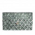 Chanel Green Printed Lambskin Clutch Bag