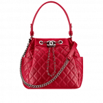 Chanel Red Quilted Lambskin Drawstring Bag
