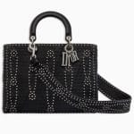Dior Black Studded Large Lady Dior Bag