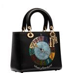 Dior Black Wheel of Fortune Handpainted Lady Dior Bag