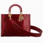 Dior Red Stamped Alligator Lady Dior Bag