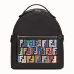 Fendi Black FF Pattern Fabric:Leather Backpack Bag