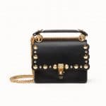 Fendi Black Scalloped and Studded Kan I Small Bag