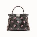 Fendi Gray Embroidered Floral Python Peekaboo Mini Bag