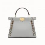 Fendi Gray Leather/Elaphe with Grommets Peekaboo Mini Bag