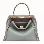 Fendi Green Leather/Elaphe with Grommets Peekaboo Bag