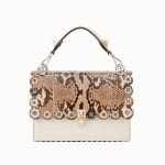 Fendi White Leather/Python Scalloped with Grommets Kan I Bag