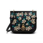 Mulberry Black Flower Embroidery Small Classic Grain Amberley Satchel Bag