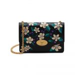 Mulberry Black Flower Embroidery Small Classic Grain Small Darley Bag