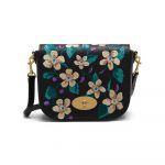 Mulberry Black Flower Embroidery Small Classic Grain Small Darley Satchel Bag