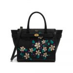 Mulberry Black Flower Embroidery Small Zipped Bayswater Bag