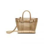 Mulberry Gold Metallic Printed Goat Mini Zipped Bayswater Bag