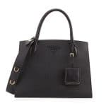 Prada Black Monochrome Saffiano Large Top Handle Bag