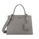 Prada Light Gray Monochrome Saffiano Large Top Handle Bag