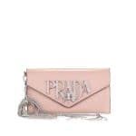 Prada Peach Logo Envelope Clutch Bag