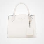 Prada White Monochrome Saffiano Top Handle Bag