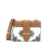 Prada White/Tan Folk Cahier Bag