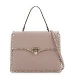 Valentino Beige Rockstud Medium Top Handle Satchel Bag